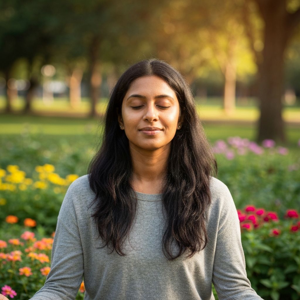 Person meditating in a peaceful park