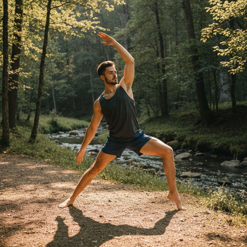 Person doing gentle stretching in nature